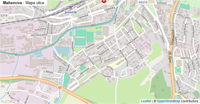 Mahenova - mapa ulice