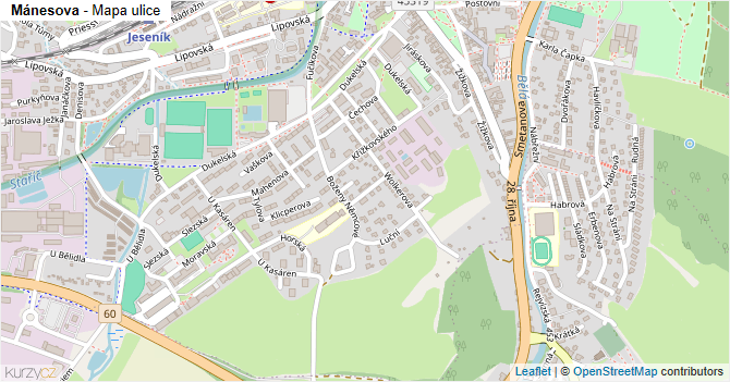 Mánesova - mapa ulice