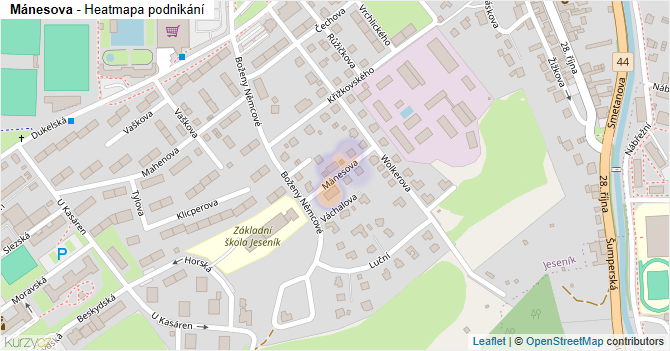 Mánesova - mapa podnikání
