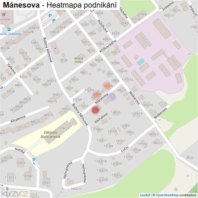 Mapa Mánesova - Firmy v ulici.