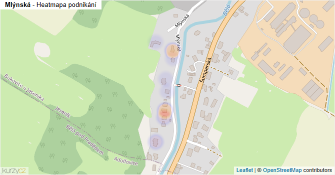 Mlýnská - mapa podnikání
