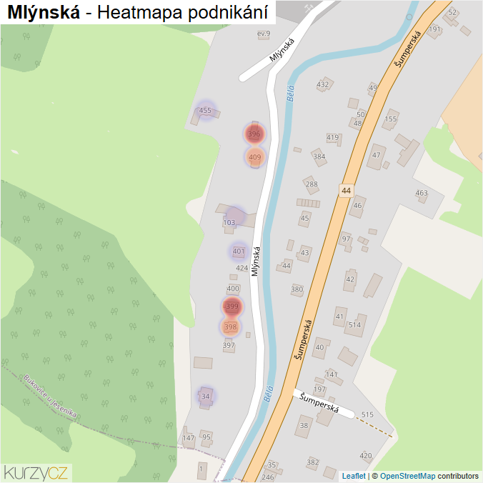 Mapa Mlýnská - Firmy v ulici.