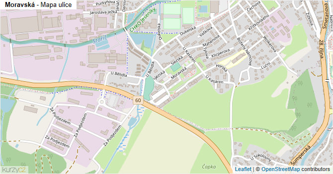 Moravská - mapa ulice