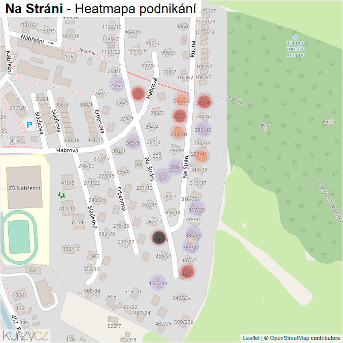 Mapa Na Stráni - Firmy v ulici.