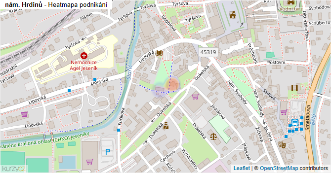 nám. Hrdinů - mapa podnikání