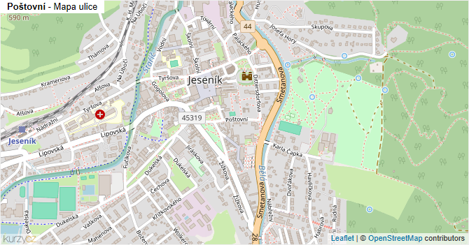 Poštovní - mapa ulice