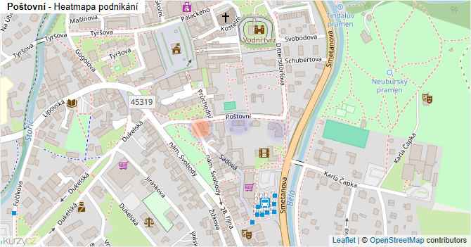 Poštovní - mapa podnikání