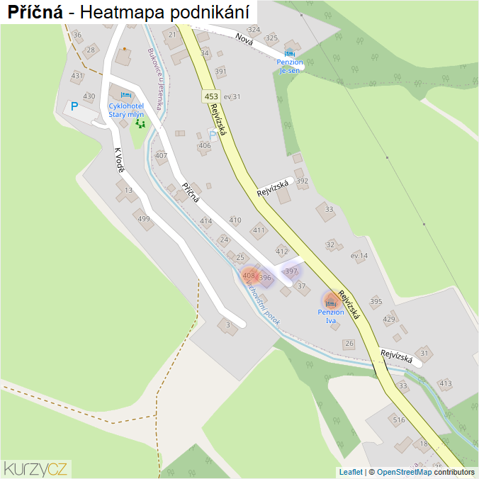 Mapa Příčná - Firmy v ulici.