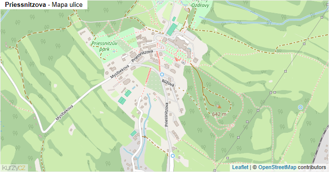 Priessnitzova - mapa ulice