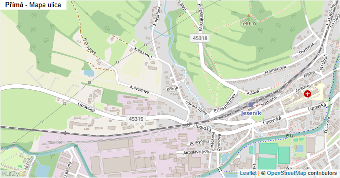Přímá - mapa ulice