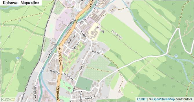 Raisova - mapa ulice