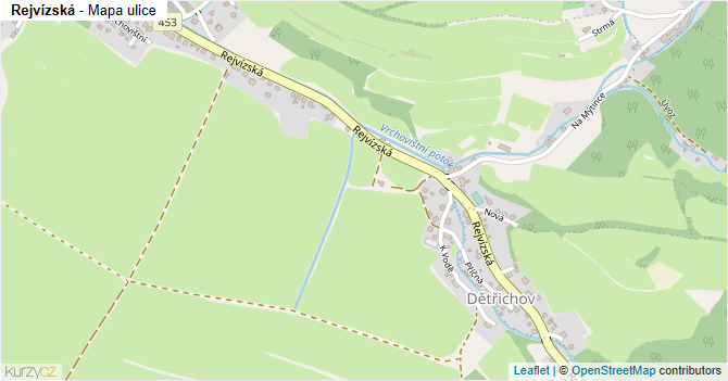 Rejvízská - mapa ulice