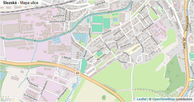 Slezská - mapa ulice