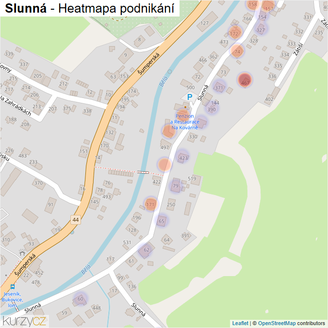 Mapa Slunná - Firmy v ulici.