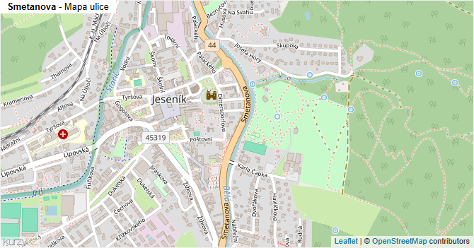 Smetanova - mapa ulice