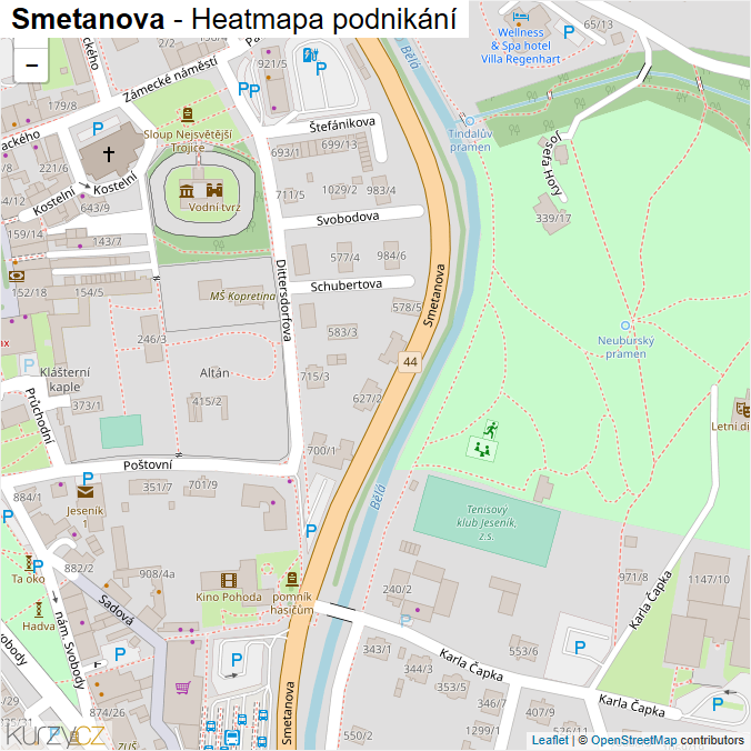 Mapa Smetanova - Firmy v ulici.