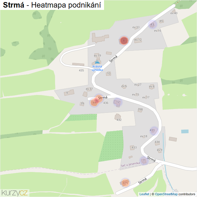 Mapa Strmá - Firmy v ulici.
