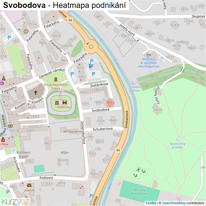 Mapa Svobodova - Firmy v ulici.