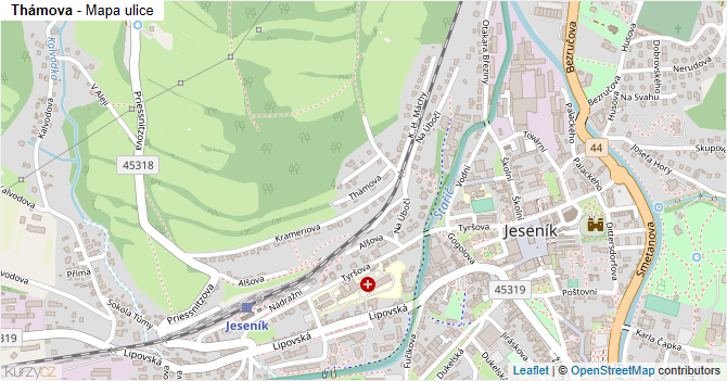 Thámova - mapa ulice