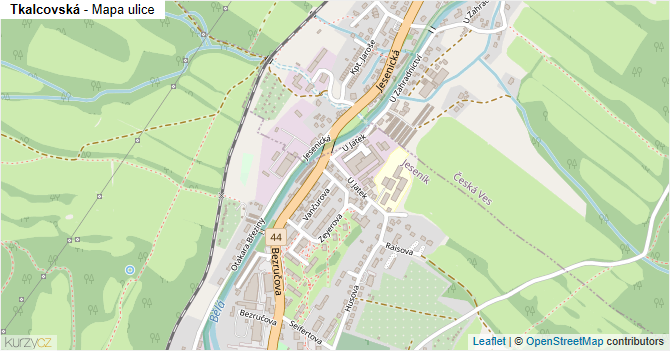 Tkalcovská - mapa ulice