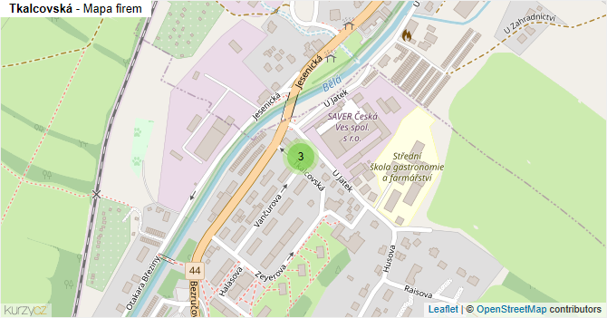 Tkalcovská - mapa firem