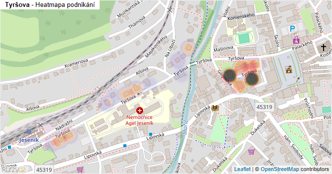 Tyršova - mapa podnikání