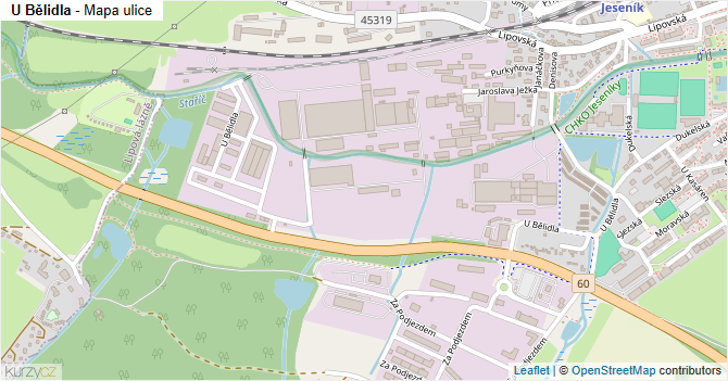 U Bělidla - mapa ulice