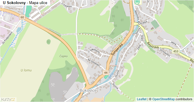 U Sokolovny - mapa ulice