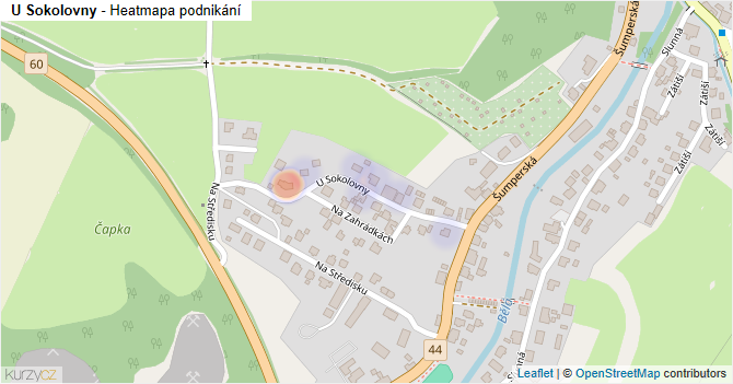 U Sokolovny - mapa podnikání