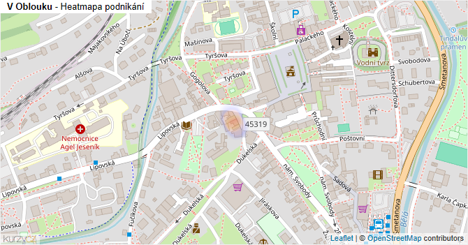 V Oblouku - mapa podnikání