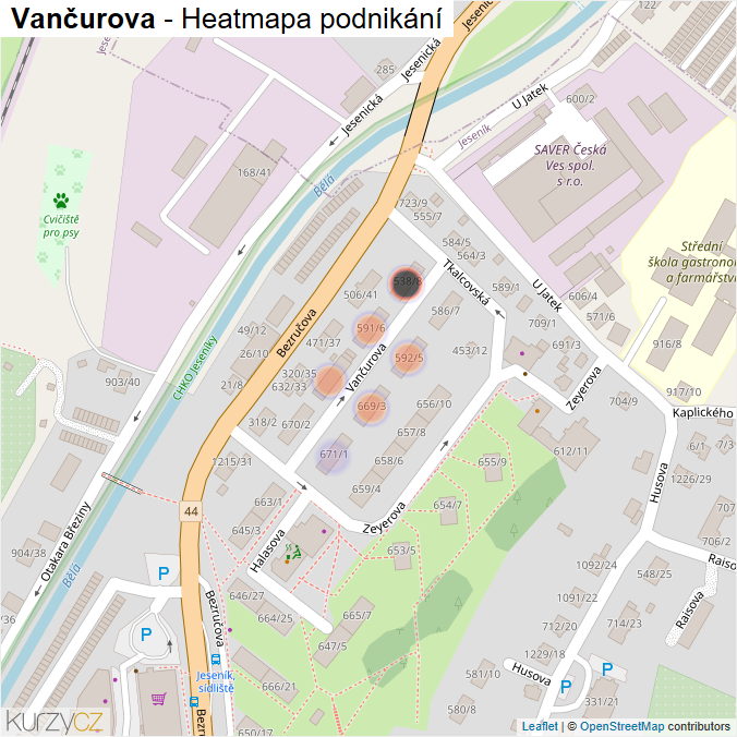 Mapa Vančurova - Firmy v ulici.