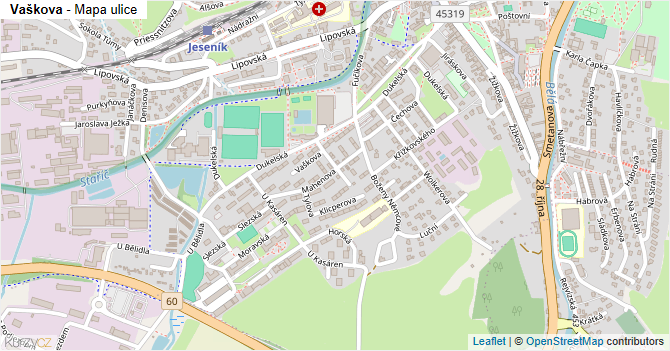 Vaškova - mapa ulice