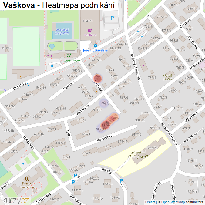 Mapa Vaškova - Firmy v ulici.