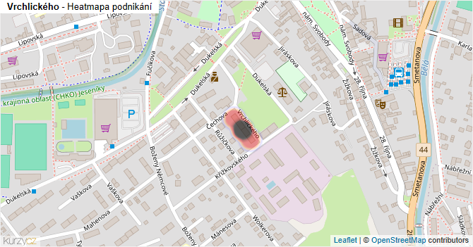 Vrchlického - mapa podnikání