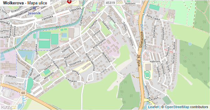 Wolkerova - mapa ulice