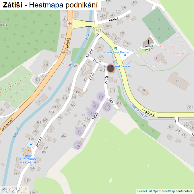 Mapa Zátiší - Firmy v ulici.