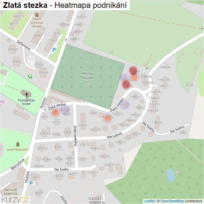 Mapa Zlatá stezka - Firmy v ulici.