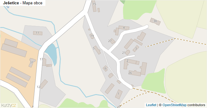 Ješetice - mapa obce