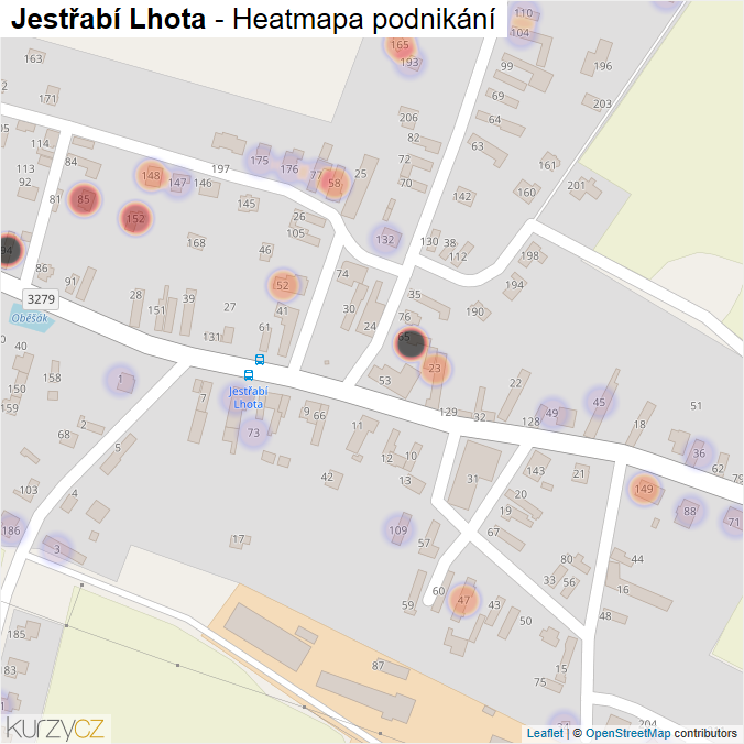 Mapa Jestřabí Lhota - Firmy v části obce.