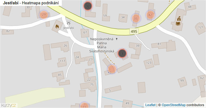 Jestřabí - mapa podnikání