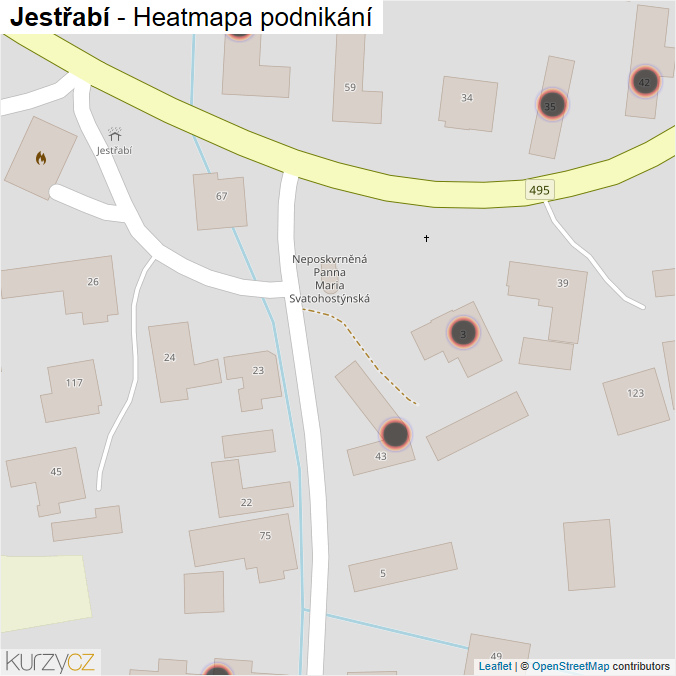 Mapa Jestřabí - Firmy v obci.