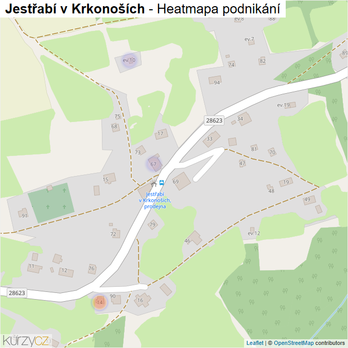 Mapa Jestřabí v Krkonoších - Firmy v části obce.