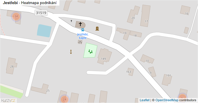 Jestřebí - mapa podnikání