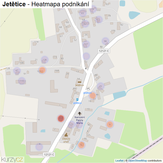 Mapa Jetětice - Firmy v části obce.