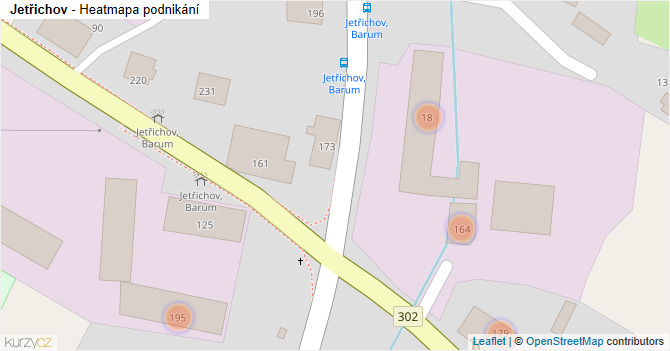 Jetřichov - mapa podnikání