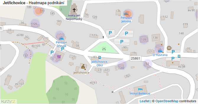 Jetřichovice - mapa podnikání