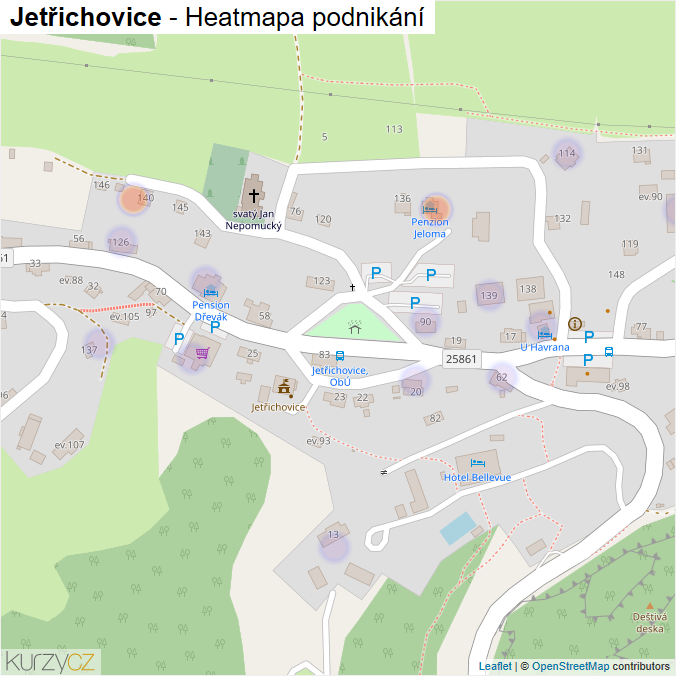 Mapa Jetřichovice - Firmy v části obce.