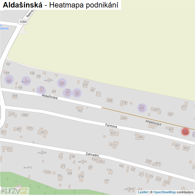 Mapa Aldašínská - Firmy v ulici.
