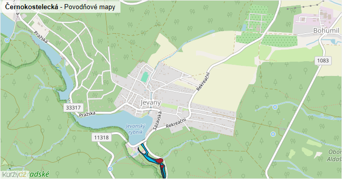 Černokostelecká - záplavové mapy stoleté vody