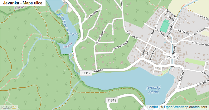Jevanka - mapa ulice
